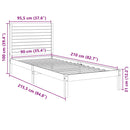vidaXL fehér tömör fa extra hosszú ágykeret matrac nélkül 90 x 210 cm