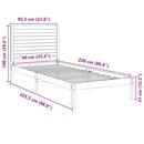 vidaXL fehér tömör fa extra hosszú ágykeret matrac nélkül 90 x 220 cm