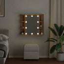 vidaXL kézműves tölgy tükrös szekrény LED-ekkel 70 x 16,5 x 60 cm