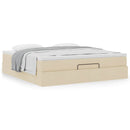 vidaXL Oszmán ágykeret matraccal krém 160x200cm szövet