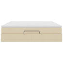 vidaXL Oszmán ágykeret matraccal krém 160x200cm szövet