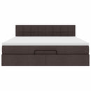 vidaXL Oszmán ágykeret matraccal sötétbarna 160x200cm szövet