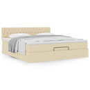 vidaXL Oszmán ágykeret matraccal krém 160x200cm szövet