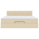 vidaXL Oszmán ágykeret matraccal krém 160x200cm szövet