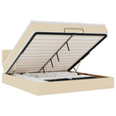 vidaXL Oszmán ágykeret matraccal krém 160x200cm szövet