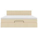 vidaXL Oszmán ágykeret matraccal krém 160x200cm szövet