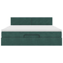 vidaXL Ottomán ágykeret matraccal sötétzöld 160x200cm bársony