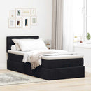 vidaXL Ottomán ágykeret matraccal fekete 80x200cm bársony
