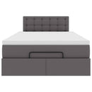 vidaXL Ottomán ágykeret matraccal Szürke 120x200cm műbőrrel