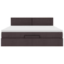 vidaXL Oszmán ágykeret matraccal sötétbarna 160x200cm szövet