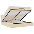 vidaXL Oszmán ágykeret matraccal krém 160x200cm szövet