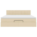 vidaXL Oszmán ágykeret matraccal krém 160x200cm szövet