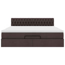 vidaXL Oszmán ágykeret matraccal sötétbarna 160x200cm szövet