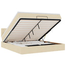 vidaXL Oszmán ágykeret matraccal krém 160x200cm szövet