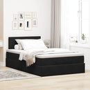 vidaXL fekete bársony ottomán ágy matraccal & LED-ek 120x190cm