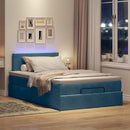vidaXL sötétkék bársony ottomán ágy matraccal & LED-ek 120x190cm