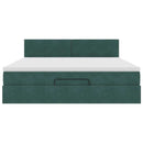 vidaXL Ottomán ágykeret matraccal sötétzöld 160x200cm bársony