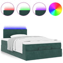 vidaXL sötétzöld bársony ottomán ágy matraccal & LED-ek 120x190cm