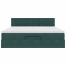 vidaXL Ottomán ágykeret matraccal sötétzöld 160x200cm bársony