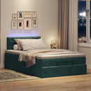 vidaXL sötétzöld bársony ottomán ágy matraccal & LED-ek 120x190cm