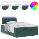 vidaXL sötétzöld bársony ottomán ágy matraccal & LED-ek 120x190cm