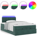 vidaXL sötétzöld bársony ottomán ágy matraccal & LED-ek 120x190cm