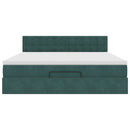 vidaXL Ottomán ágykeret matraccal sötétzöld 160x200cm bársony