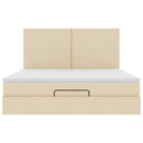 vidaXL Oszmán ágykeret matraccal krém 160x200cm szövet