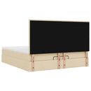 vidaXL Oszmán ágykeret matraccal krém 160x200cm szövet