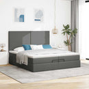 vidaXL Ottomán ágykeret matracokkal Sötét szürke 200x200cm szövet