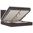 vidaXL Oszmán ágykeret matraccal sötétbarna 160x200cm szövet