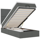 vidaXL sötétszürke szövet ottomán ágy matraccal & LED-ek 80x200cm