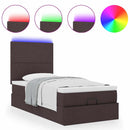 vidaXL sötétbarna szövet ottomán ágy matraccal & LED-ek 90x200 cm