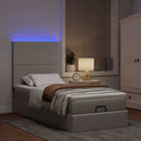 vidaXL tópszínű szövet ottomán ágy matraccal & LED-ek 90x200 cm