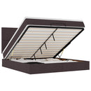 vidaXL Oszmán ágykeret matraccal sötétbarna 160x200cm szövet