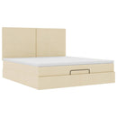 vidaXL Oszmán ágykeret matraccal krém 160x200cm szövet