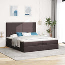 vidaXL Ottomán ágykeret matracokkal Sötétbarna 200x200cm szövet