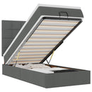 vidaXL sötétszürke szövet ottomán ágy matraccal & LED-ek 80x200cm