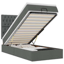 vidaXL sötétszürke szövet ottomán ágy matraccal & LED-ek 80x200cm