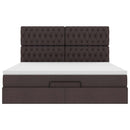 vidaXL Oszmán ágykeret matraccal sötétbarna 160x200cm szövet