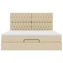 vidaXL Oszmán ágykeret matraccal krém 160x200cm szövet