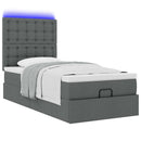 vidaXL sötétszürke szövet ottomán ágy matraccal & LED-ek 80x200cm