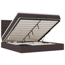 vidaXL Oszmán ágykeret matraccal sötétbarna 160x200cm szövet