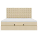vidaXL Oszmán ágykeret matraccal krém 160x200cm szövet