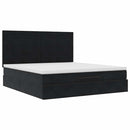 vidaXL Ottomán ágykeret matracokkal Fekete 200x200cm bársony