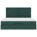 vidaXL Ottomán ágykeret matracokkal sötétzöld 160x200cm bársony