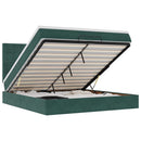 vidaXL Ottomán ágykeret matracokkal sötétzöld 160x200cm bársony