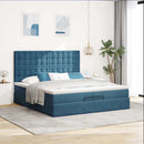 vidaXL Ottomán ágy matracokkal & LED-ek Sötétkék 200x200cm bársony