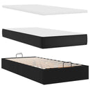 vidaXL fekete műbőr ottomán ágy matracokkal & LED-ek 160x200cm