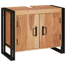 vidaXL Fürdőszobai mosdószekrény 71 x 33 x 58 cm Tömör akácfa és vas